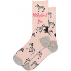 Hot Sox Women's Wild About You Crew Socks 1 Pair, Blush, Women's 9-11 Shoe