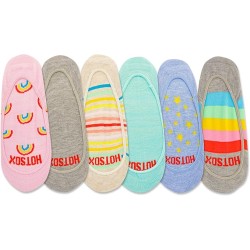 Hot Sox Women's Rainbow Liner Socks 6 Pair, Assorted , Women's 9-11 Shoe