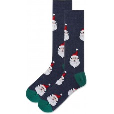 HotSox Men's Santa Head Socks 1 Pair, Denim Heather, Men's 10-13 Shoe