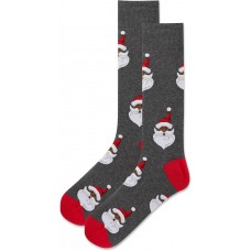 HotSox Men's Santa Head Socks 1 Pair, Charcoal Heather, Men's 10-13 Shoe