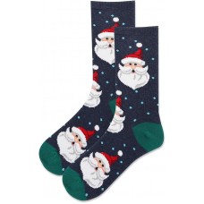 HotSox Women's Fuzzy Santa Head Socks 1 Pair, Denim Heather, Women's 9-11 Shoe