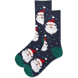 HotSox Women's Fuzzy Santa Head Socks 1 Pair, Denim Heather, Women's 9-11 Shoe