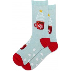 HotSox Women's Christmas Coffee Non Skid Socks 1 Pair, Mint Melange, Women's 9-11 Shoe