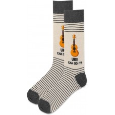 HotSox Men's Uke Can Do It Socks 1 Pair, Natural Melange, Men's 10-13 Shoe