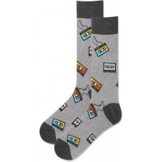 HotSox Men's Cassette Tape Socks 1 Pair, Grey Heather, Men's 10-13 Shoe