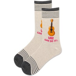 HotSox Women's Uke Can Do It Socks 1 Pair, Natural Melange, Women's 9-11 Shoe