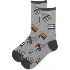 HotSox Women's Cassette Tape Socks 1 Pair, Grey Heather, Women's 9-11 Shoe