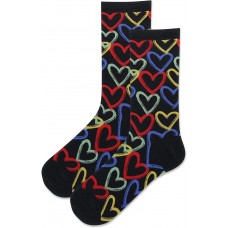 HotSox Women's Graffiti Hearts Socks 1 Pair, Black, Women's 9-11 Shoe