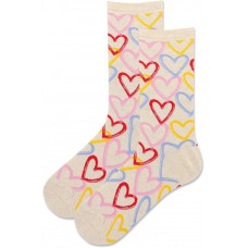 HotSox Women's Graffiti Hearts Socks 1 Pair, Natural Melange, Women's 9-11 Shoe