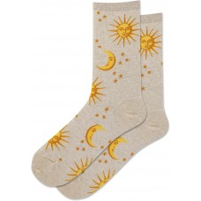 HotSox Women's Shiny Sun and Moon Socks 1 Pair, Natural Melange, Women's 9-11 Shoe