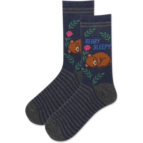 HotSox Women's Fuzzy Beary Sleepy Socks 1 Pair, Denim Heather, Women's 9-11 Shoe HotSox Women's Fuzzy Beary Sleepy Socks 1 Pair, Denim Heather, Women's 9-11 Shoe