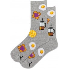 HotSox Women's Breakfast Socks 1 Pair, Grey Heather, Women's 9-11 Shoe