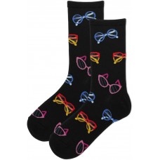 HotSox Women's Glasses Socks 1 Pair, Black, Women's 9-11 Shoe