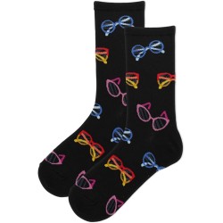 HotSox Women's Glasses Socks 1 Pair, Black, Women's 9-11 Shoe