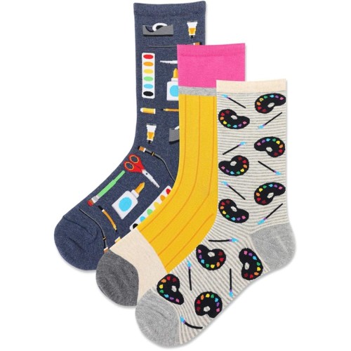 HotSox Women's Artist Palettes Socks 3 Pair, Assorted, Women's 9-11 Shoe