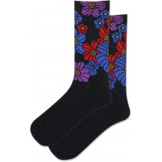 HotSox Women's Retro Floral Socks 1 Pair, Black, Women's 9-11 Shoe