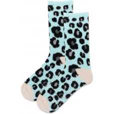 HotSox Women's Animal Print Slipper Sock Non Skid Socks 1 Pair, Light Blue, Women's 9-11 Shoe