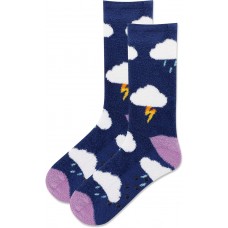 HotSox Women's Clouds Slipper Sock Non Skid Socks 1 Pair, Navy, Women's 9-11 Shoe