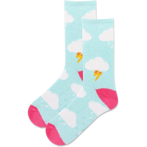 HotSox Women's Clouds Slipper Sock Non Skid Socks 1 Pair, Light Blue, Women's 9-11 Shoe