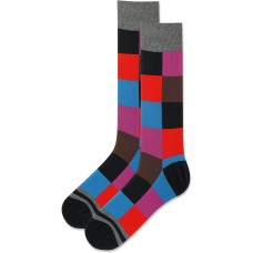 HotSox Men's Geo Box Socks 1 Pair, Black, Men's 10-13 Shoe