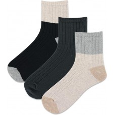 HotSox Women's Rib Color Block Anklet Socks 3 Pair, Assorted, Women's 9-11 Shoe