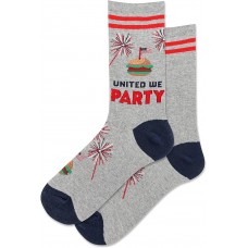 Hot Sox Women's United We Party Crew Socks 1 Pair, Grey Heather, Women's 9-11 Shoe