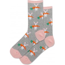 Hot Sox Women's Carrot Bunny Crew Socks 1 Pair, Grey Heather, Women's 9-11 Shoe