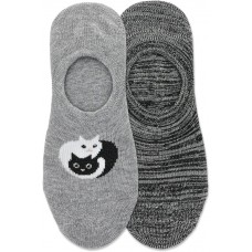 Hot Sox Women's Yin Yang Cat Liner Socks 2 Pair, Grey Heather, Women's 9-11 Shoe