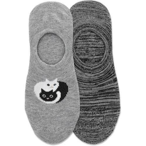 Hot Sox Women's Yin Yang Cat Liner Socks 2 Pair, Grey Heather, Women's 9-11 Shoe Hot Sox Women's Yin Yang Cat Liner Socks 2 Pair, Grey Heather, Women's 9-11 Shoe