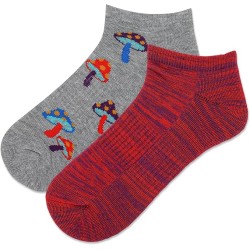 Hot Sox Women's Magic Mshrm Low Cut Socks 2 Pair, Grey Heather, Women's 9-11 Shoe