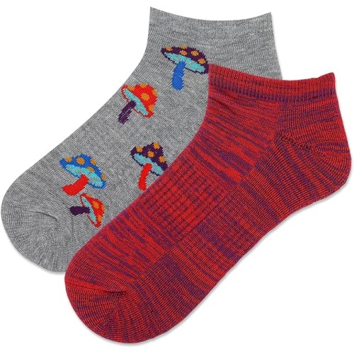 Hot Sox Women's Magic Mshrm Low Cut Socks 2 Pair, Grey Heather, Women's 9-11 Shoe