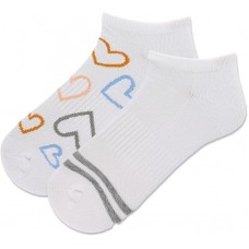 Hot Sox Women's Heart Low Cut Socks 2 Pair, White, Women's 9-11 Shoe