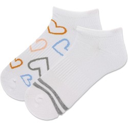 Hot Sox Women's Heart Low Cut Socks 2 Pair, White, Women's 9-11 Shoe