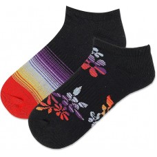 Hot Sox Women's Ombre Floral Low Cut Socks 2 Pair, Black, Women's 9-11 Shoe