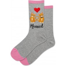 Hot Sox Women's Meowied Crew Socks 1 Pair, Grey Heather, Women's 9-11 Shoe