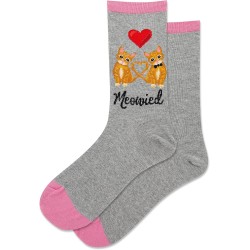Hot Sox Women's Meowied Crew Socks 1 Pair, Grey Heather, Women's 9-11 Shoe
