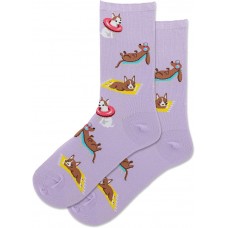 Hot Sox Women's Beach Dogs Crew Socks 1 Pair, Lavender, Women's 9-11 Shoe