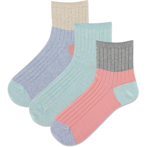 Hot Sox Women's Rib Clrblk Anklet Socks 3 Pair, Natural/Chambray Heather, Women's 9-11 Shoe Hot Sox Women's Rib Clrblk Anklet Socks 3 Pair, Natural/Chambray Heather, Women's 9-11 Shoe