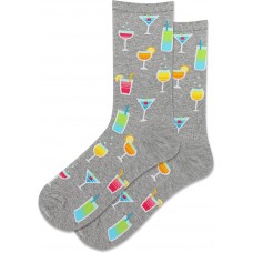 Hot Sox Women's Summer Cocktails Crew Socks 1 Pair, Grey Heather, Women's 9-11 Shoe