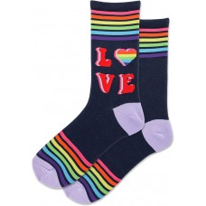 Hot Sox Women's Retro Love Crew Socks 1 Pair, Navy, Women's 9-11 Shoe