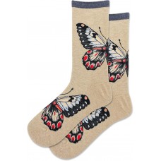 Hot Sox Women's Butterfly Crew Socks 1 Pair, Hemp Heather, Women's 9-11 Shoe