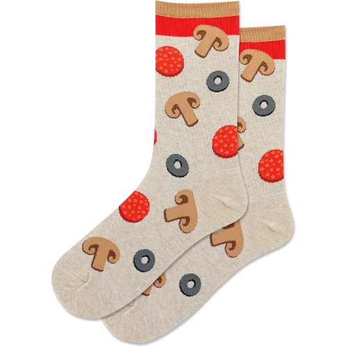 Hot Sox Women's Pizza Crew Socks 1 Pair, Natural heather, Women's 9-11 Shoe Hot Sox Women's Pizza Crew Socks 1 Pair, Natural heather, Women's 9-11 Shoe