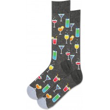 Hot Sox Men's Summer Cocktails Crew Socks 1 Pair, Charcoal Heather, Men's 10-13 Shoe