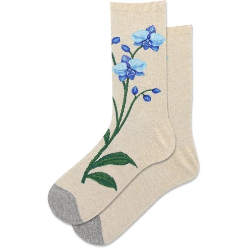 Hot Sox Women's Orchid Crew Socks 1 Pair, Natural heather, Women's 9-11 Shoe Hot Sox Women's Orchid Crew Socks 1 Pair, Natural heather, Women's 9-11 Shoe