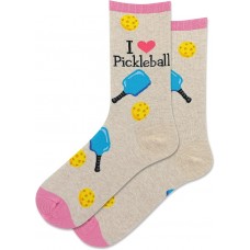 Hot Sox Women's Pickleball Crew Socks 1 Pair, Natural heather, Women's 9-11 Shoe