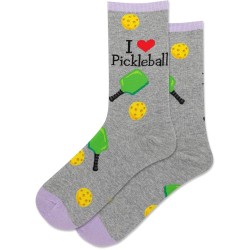 Hot Sox Women's Pickleball Crew Socks 1 Pair, Grey Heather, Women's 9-11 Shoe