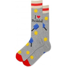 Hot Sox Men's Pickleball Crew Socks 1 Pair, Grey Heather, Men's 10-13 Shoe