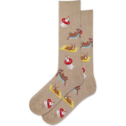 Hot Sox Men's Beach Dog Crew Socks 1 Pair, Hemp Heather, Men's 10-13 Shoe Hot Sox Men's Beach Dog Crew Socks 1 Pair, Hemp Heather, Men's 10-13 Shoe
