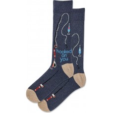 Hot Sox Men's Hooked on You Crew Socks 1 Pair, Denim Heather, Men's 10-13 Shoe