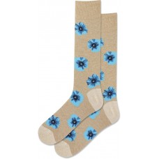 Hot Sox Men's Floral Crew Socks 1 Pair, Hemp Heather, Men's 10-13 Shoe